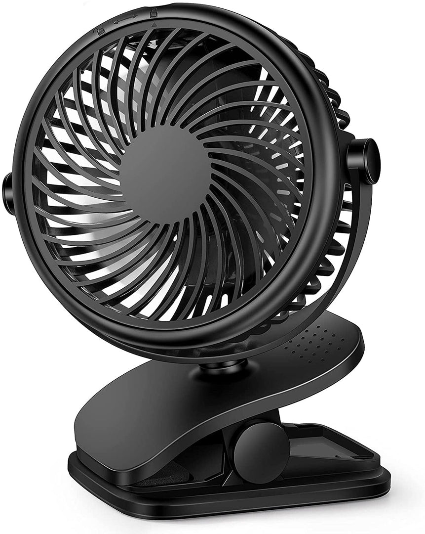 Stroller Fan Clip On Fan, Rechargeable Battery Operated USB Desk Fan, 4 Inch Table Fan,Cooling Fan with 3 Speed, 360° Rotate Desktop Fan, Strong Wind Portable Fan for Home Office Treadmill Baby Stroller