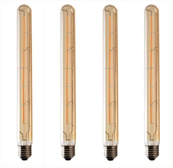 T300 Vintage LED Filament Bulb T300 6W Dimmable Vintage Edison Light Bulb Long Tubular Vintage LED Light,E26/E27 Medium Base,Amber Glass,Warm White 2300K,6W(40W Equivalent),Dimmable,Pack of 4