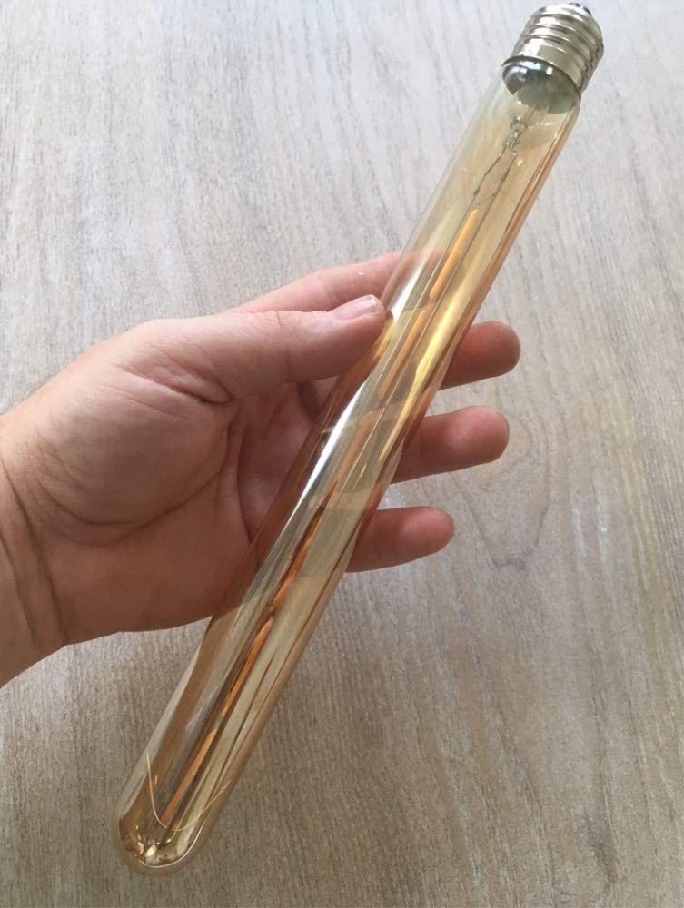 T300 Vintage LED Filament Bulb T300 6W Dimmable Vintage Edison Light Bulb Long Tubular Vintage LED Light,E26/E27 Medium Base,Amber Glass,Warm White 2300K,6W(40W Equivalent),Dimmable,Pack of 4