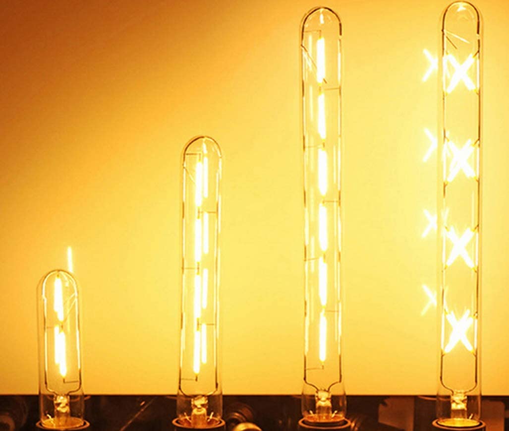 T300 Vintage LED Filament Bulb T300 6W Dimmable Vintage Edison Light Bulb Long Tubular Vintage LED Light,E26/E27 Medium Base,Amber Glass,Warm White 2300K,6W(40W Equivalent),Dimmable,Pack of 4