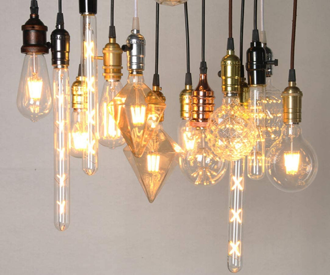 T300 Vintage LED Filament Bulb T300 6W Dimmable Vintage Edison Light Bulb Long Tubular Vintage LED Light,E26/E27 Medium Base,Amber Glass,Warm White 2300K,6W(40W Equivalent),Dimmable,Pack of 4