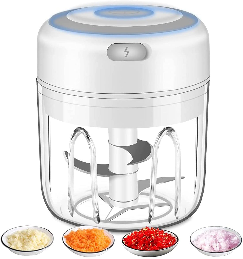 Electric Mini Garlic Chopper, Portable Food Processor, Vegetable Chopper Onion Mincer, Cordless Meat Grinder with USB Charging for Vegetable, Pepper, Onion, Baby Food, Seasoning, Nuts (BPA-Free)