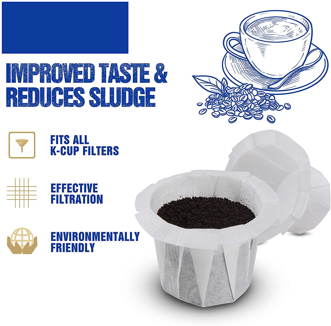 4 Pack Reusable K Cups for Keurig 2.0 & 1.0, 50 Pack Paper Coffee Filters, 1 Pack Coffee Scoop, Universal Refillable Coffee Pod (4 Pack)