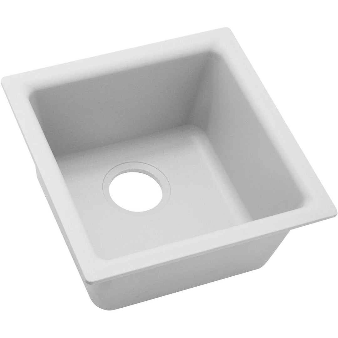 Elkay ELG1616WH0 Quartz Classic 15-3/4" x 15-3/4" x 7-11/16", Single Bowl Dual Mount Bar Sink, White