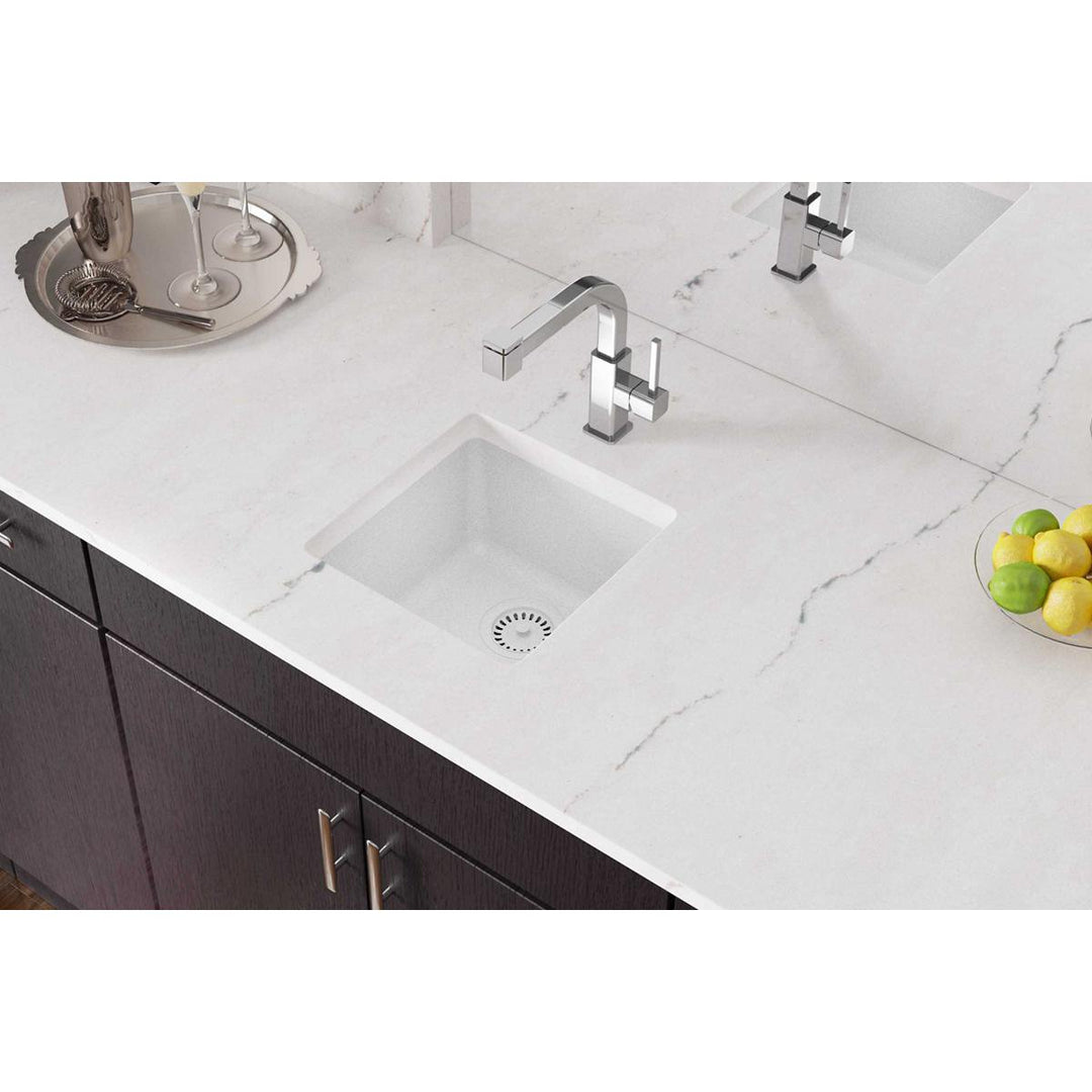 Elkay ELG1616WH0 Quartz Classic 15-3/4" x 15-3/4" x 7-11/16", Single Bowl Dual Mount Bar Sink, White