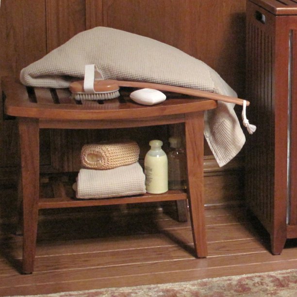 Genuine Natural Teak Bench with Shelf