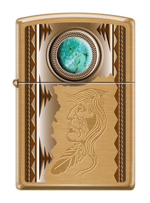 Zippo Indian With Turquoise 12788